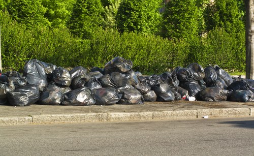 Different types of commercial waste including paper and plastics