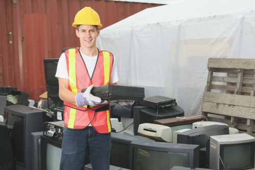 Professional commercial junk removal team at work